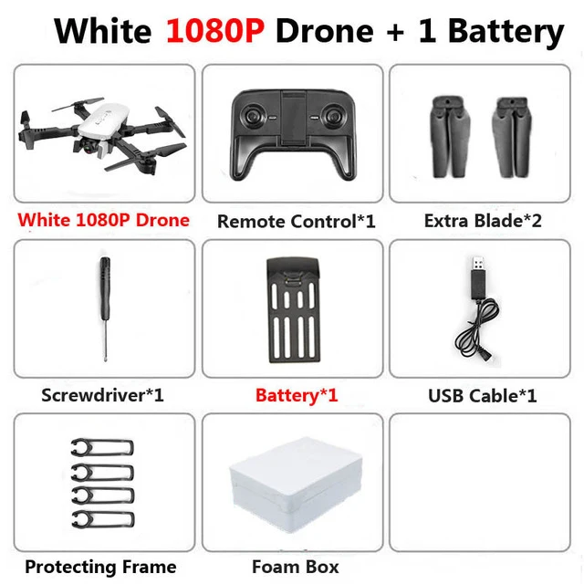 1080P 1BAT foam box Радиоуправляемый Дрон с 4K HD камерой FPV Wi-Fi функция удержания высоты Selife Дрон складной Квадрокоптер Vs E58 SG106 M69 xs816 дроны - Цвет: 1080P 1BAT foam box