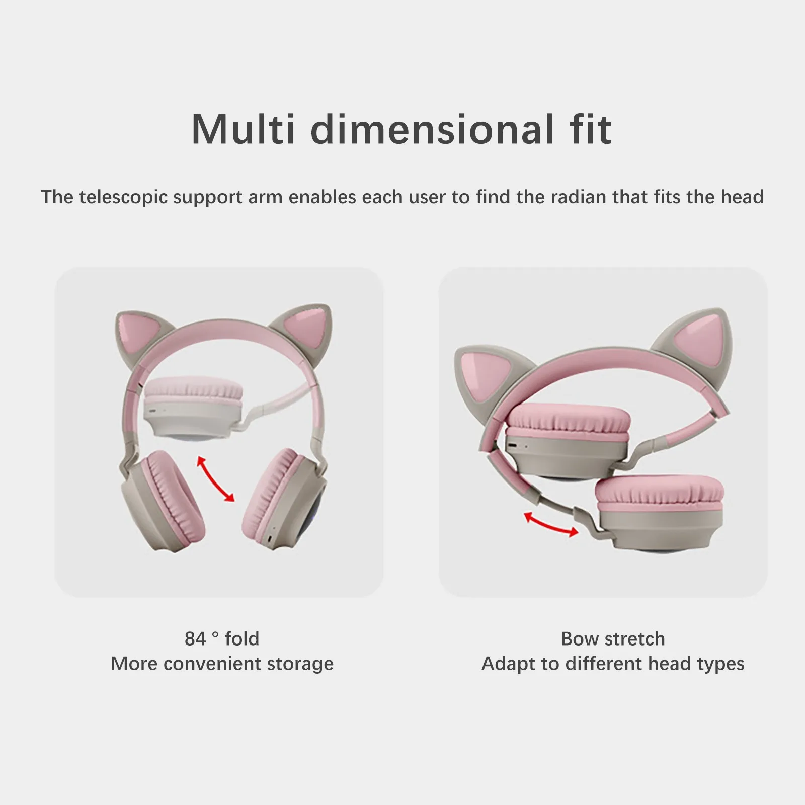 

2021 New Cute Kitty Ear-shaped Head-mounted Cute Bluetooth Headset Wireless Luminous Headset Cute Bluetooth Headset