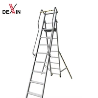 7 steps aluminum warehouse ladder platform rolling warehouse platform ladder alu wheel warehouse ladder