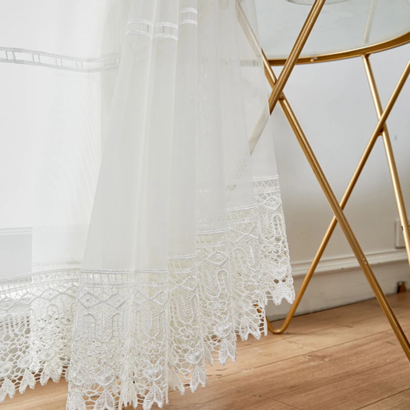 Белые кружевные тюлевые занавески для спальни гостиной современные прозрачные