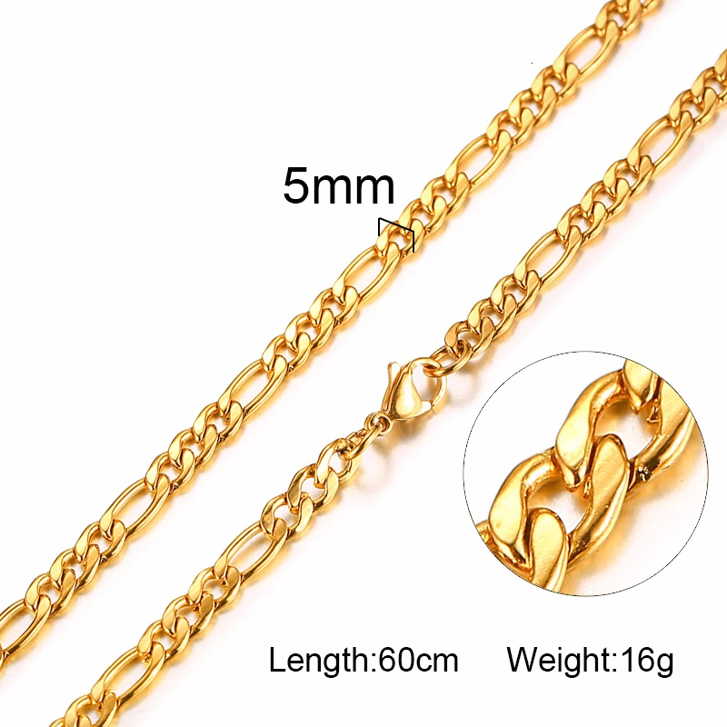 NC-158-60G Заполненный твердый BOXCHAIN массивный CUBA LINK чокер Тяжелая Фигаро Цепь ожерелье из нержавеющей стали мужские женские ювелирные изделия - Окраска металла: NC-158-60G