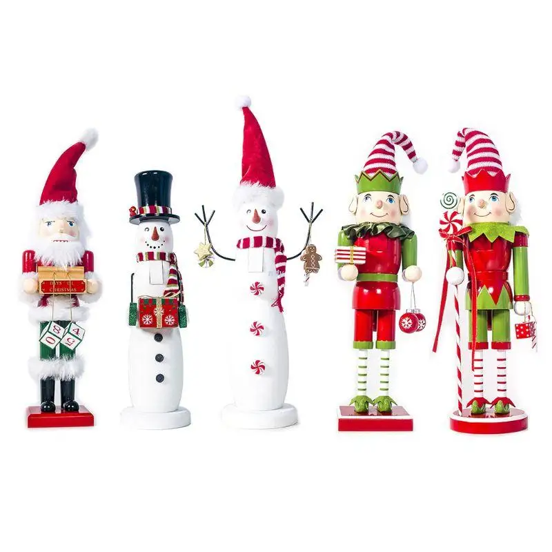 

Christmas Vintage Wooden Santa Claus Snowman Nutcracker Soldier Doll Handcraft Puppet Christmas Gift