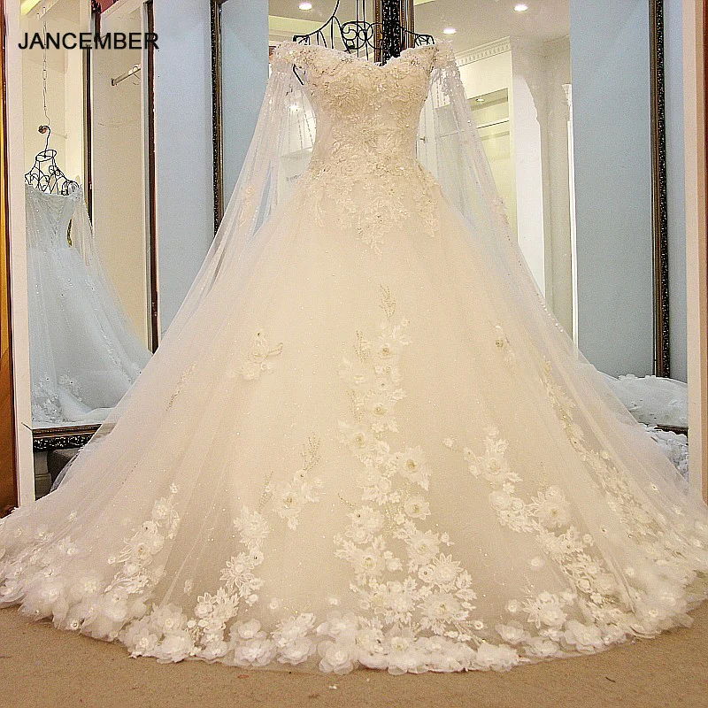 LS65710 роскошное свадебное платье 2017 принцесса с длинной накидкой кружевной корсет