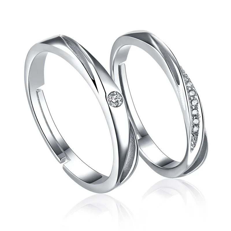 Pair 925% Silver Jewelry With Simple Opening Design Fashion Romantic Classic Couple Gift Festival Rings For Woman Men Lover | Украшения и