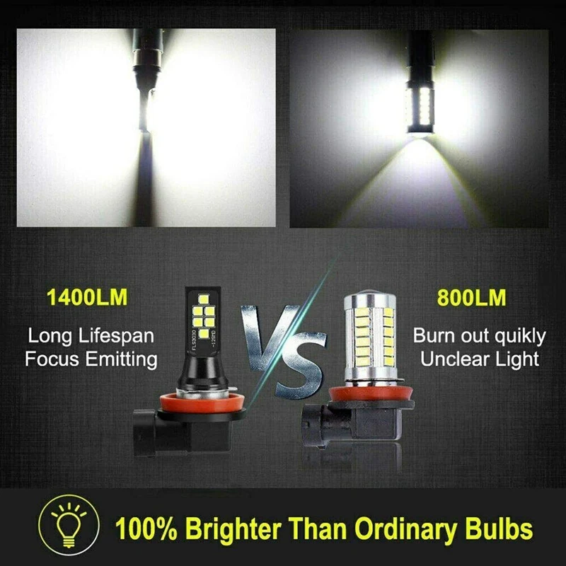 2X HB4 9006 светодиодный туман светильник лампочка передовые 3030 SMD дневные ходовые