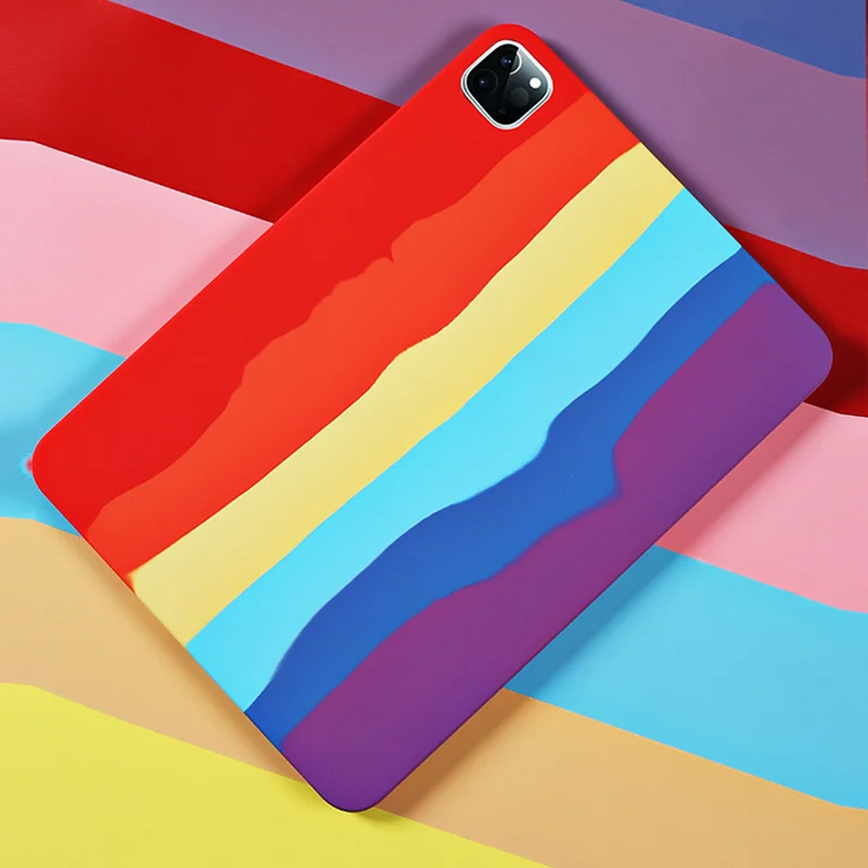 

For iPad Pro 2020 11 12.9 10.5 Case Rainbow Liquid Silicone Cover For iPad Mini 4 5 10.2 2019 For iPad 2018 9.7 10.9 Case