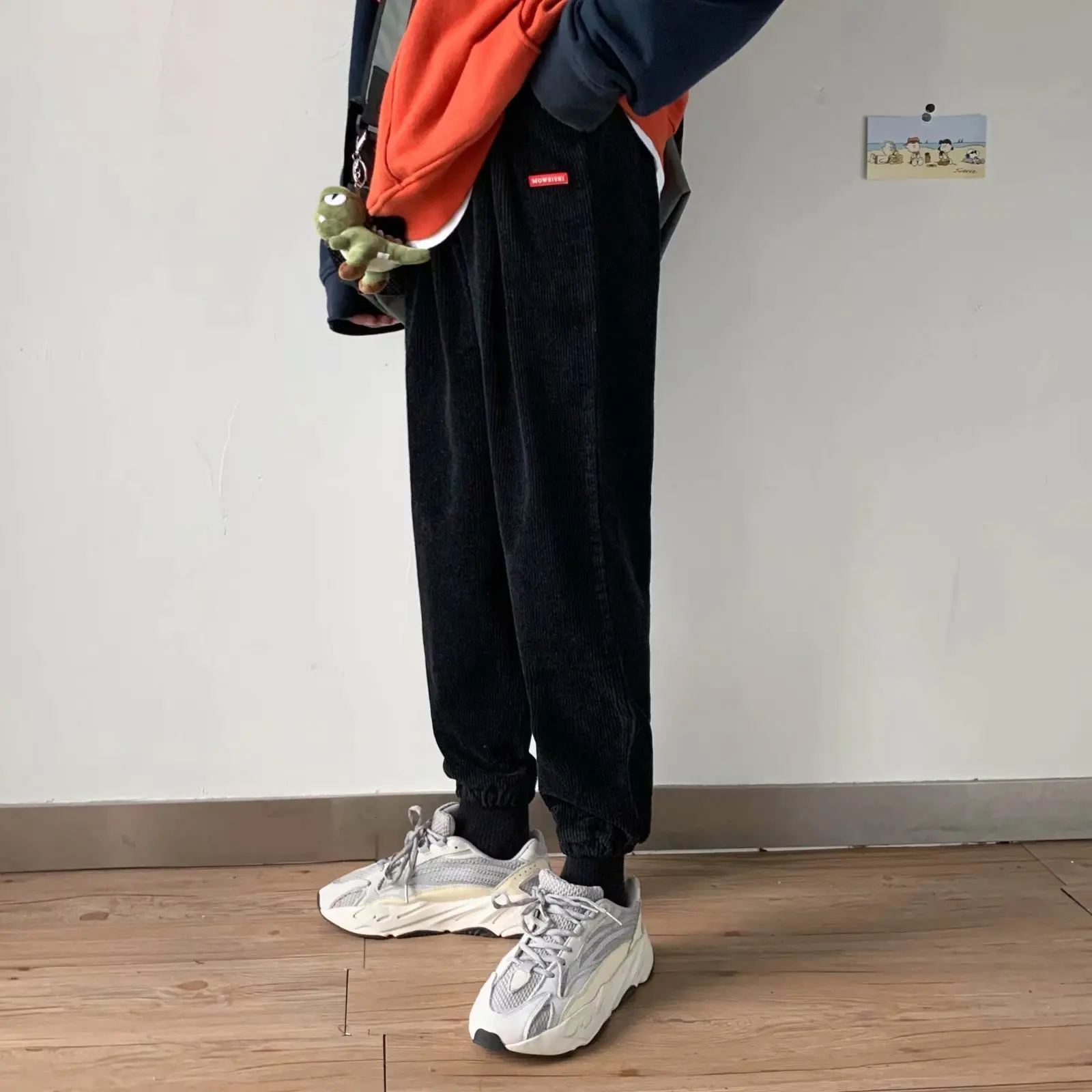 2019 мужские хлопковые повседневные брюки с принтом вельветовые эластичные штаны