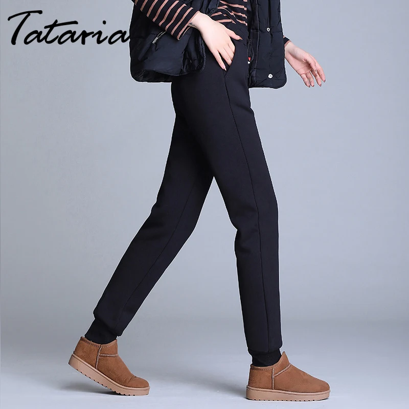 Tataria S 5XL размера плюс женские зимние теплые штаны для женщин бархатные плотные