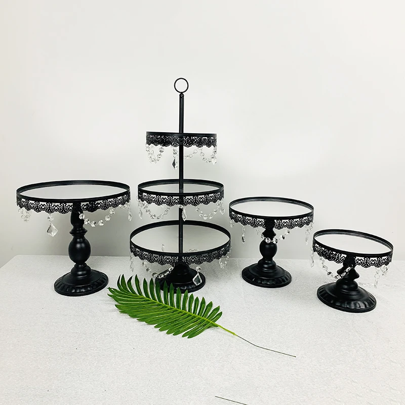 3pcs -10pcs Black Mirror Cake Stand Wedding Cupcake Set 3 tier Dessert Display Decoration | Дом и сад