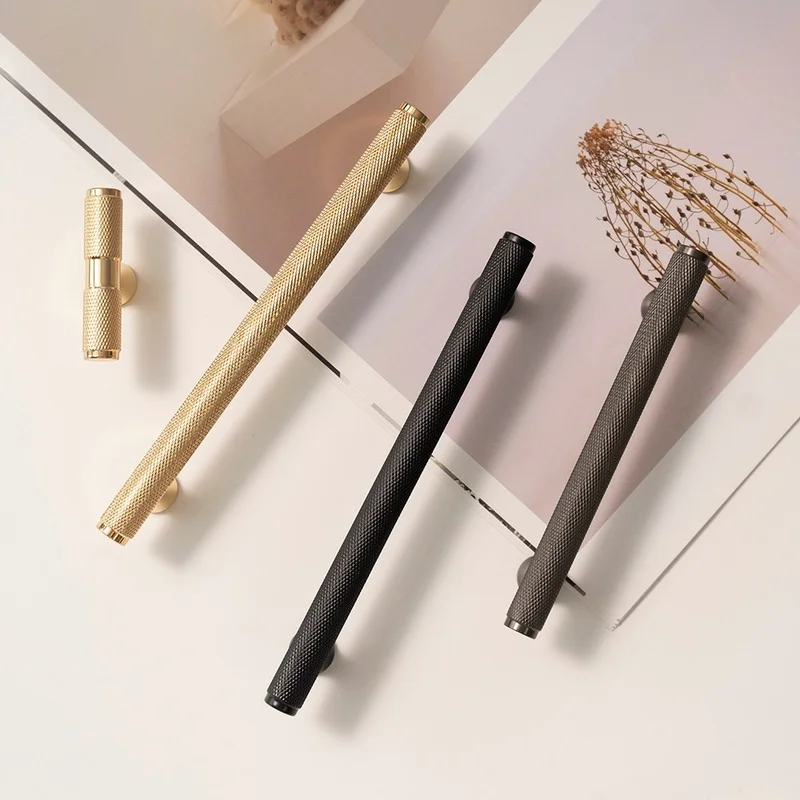

Brass Gold Knurling Textured Brass Handle Kitchen Handles Cabinet Knobs Drawer Pulls Dresser Knobs Brass T Bar Cabinet Hardware