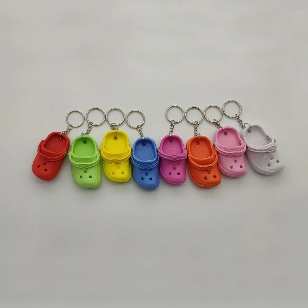 

1PC Cute 3D Mini EVA Beach Hole Little Croc Shoe Keychain Girl Gift Bag Accessories Decoration Keyring Floating Key Chain Charm