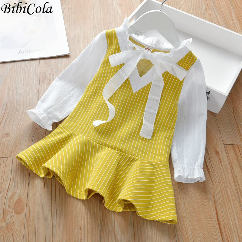 

BibiCola New 2021 Autumn Baby Girls Princess Dress For Kids Girls Casual Plaid Dress Girls Party Dress Kids Spring Clothes