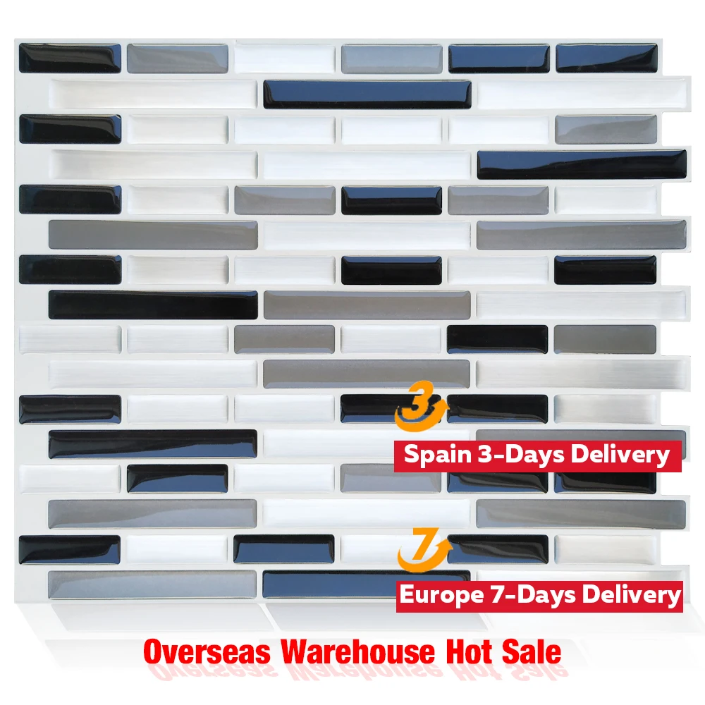 

Waterproof Self Adhesive DIY Vinyl Mosaic Tile Wall Sticker Bathroom Kitchen Peel and Stick Backsplash Wall Decoration Stickers