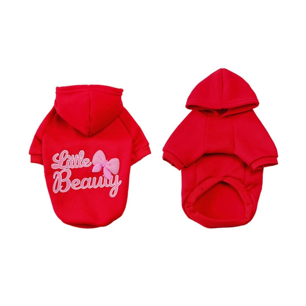 

Pet Winter Hooded Sweatshirt Fashion Letter Print 2-Legged Coat Autumn Velvet Lining Warm Pullover Jacket For Small Medium Dog