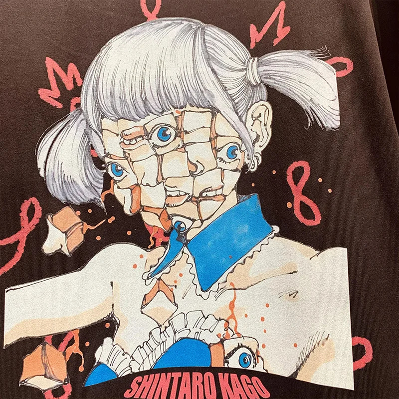 Y2K футболка Женская Аниме летняя свободная оверсайз уличная Футболка Harajuku