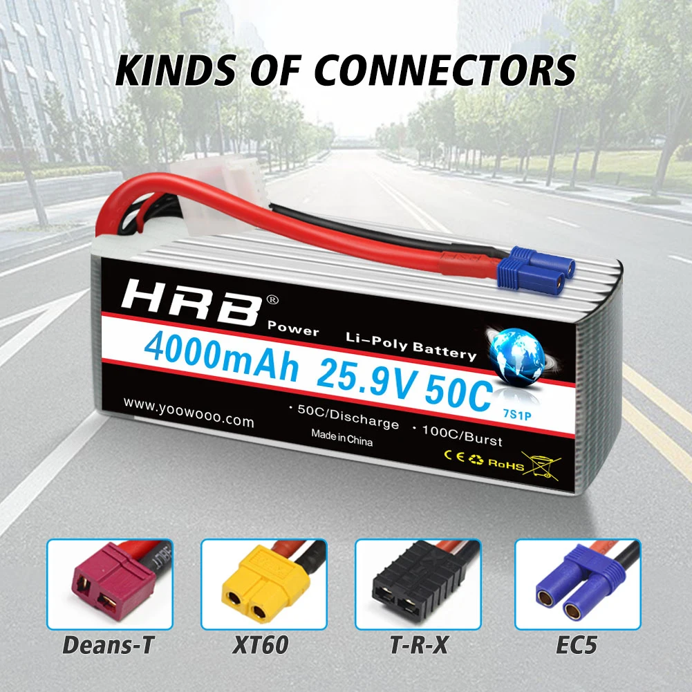 HRB S 7S Lipo bater&iacute;a 25,9 V 5000mah 6000mah 4000mah 3300mah heli bater&iacute;a XT90 macho para 800 helic&oacute;ptero FED aviones 3D avi&oacute;n-3