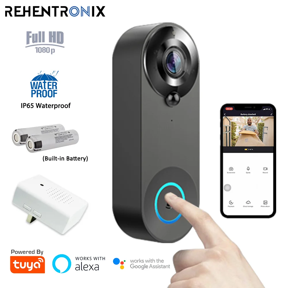 WiFi Tuya Smart Video Doorbell Camera Wireless 1080P WiFi Video Intercom Door Bell Camera Works with Alexa Google Home Doorbell
