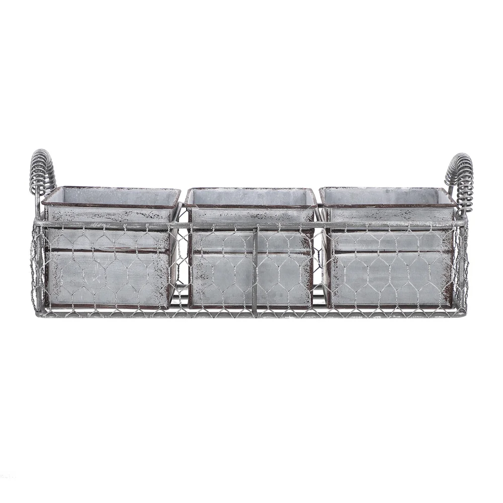 

1 Set of Iron Succulent Plant Pot Creative Bonsai Flower Pot Home Decoration