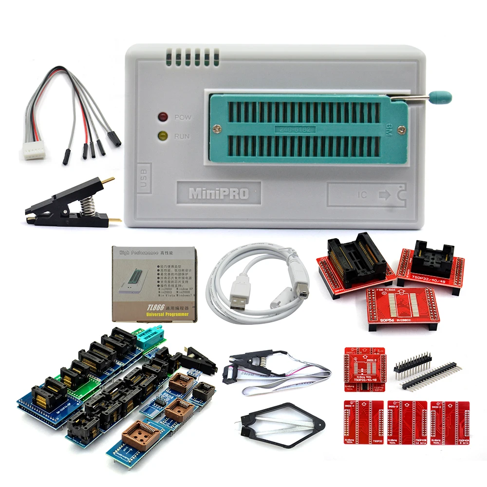 

Genuine V11.9 TL866II Plus Universal Minipro Programmer TL866 Nand Flash AVR PIC Bios USB+28 Adapters Smart Calculator