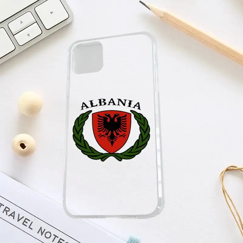 Albania Albanians Flag pattern Phone Case Transparent for iPhone 7 8 11 12 13 s mini pro X XS XR MAX Plus | Мобильные телефоны и