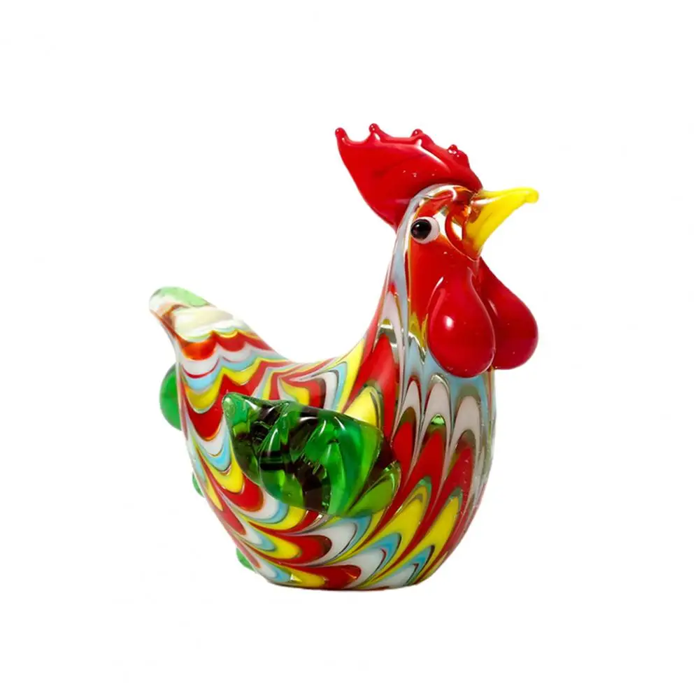 

Chick Decoration Lovely Good Craftsmanship Glass Animal Cock Figurine Desktop Crafts Ornament Miniatures DIY Room Garden Decor
