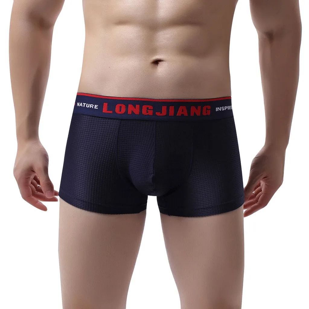

Men's Solid Color Boxers Underwear Soft Breathable Knickers Boxer Short Sexy Panties Male Letter Print Underpants Underwear