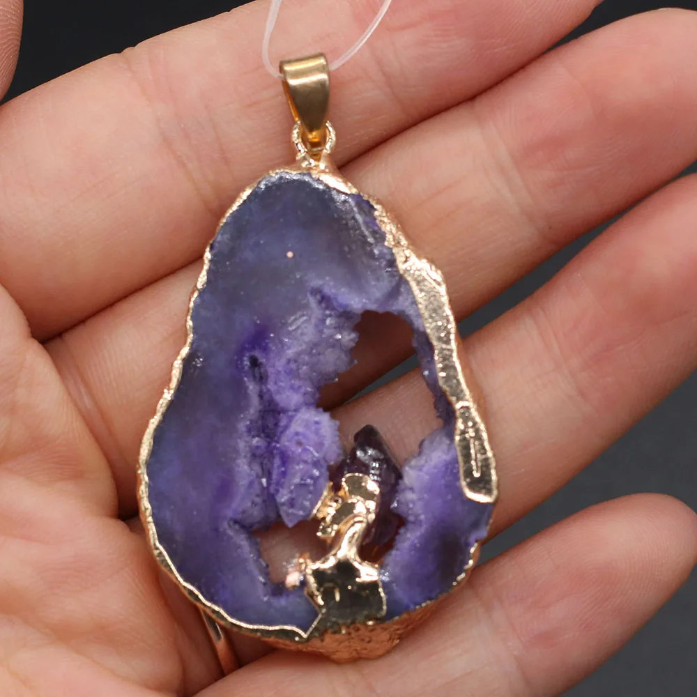 

Natural Druzy Pendant Green/Blue/White Agates Necklace Pendants Crystal for Fashion Jewelry Making Necklace Earring Gifts