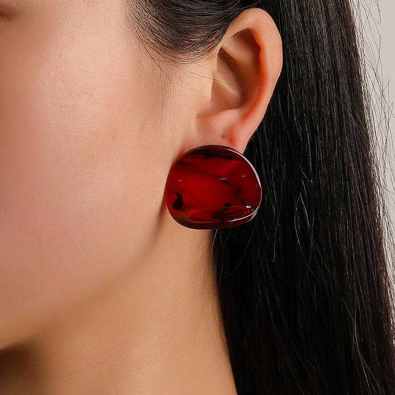 Женские винтажные круглые серьги-пусеты акриловые Модные Разноцветные