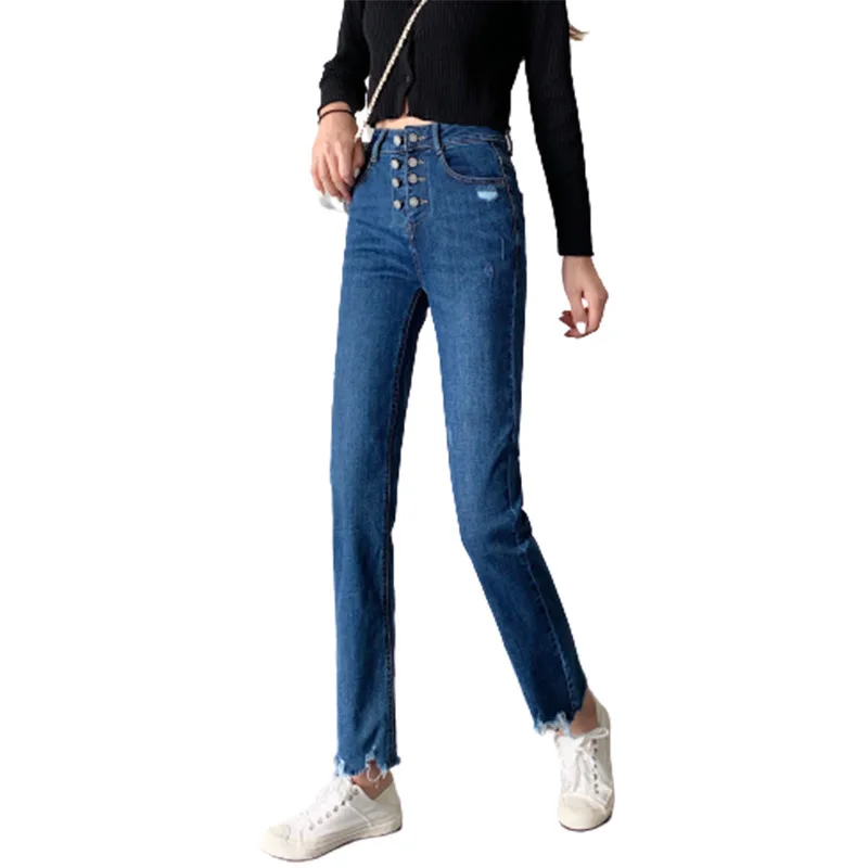 

NEW High Waist Jeans Women's Slightly Fat New Elastic Abdominal Irregular Women's Pants