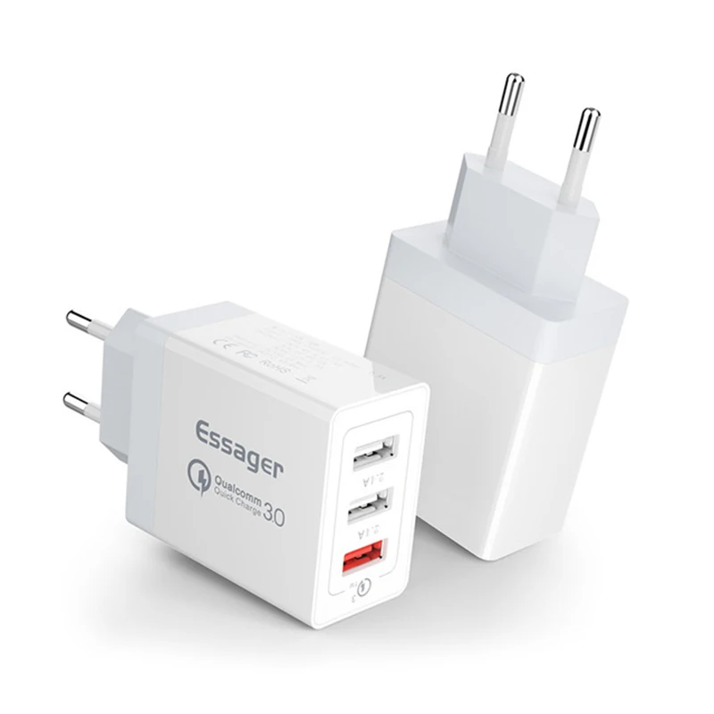 Зарядное устройство Essager Quick Charge 3,0 USB 30 Вт QC3.0 QC Turbo Быстрая зарядка мультирозеточный мобильный телефон зарядное устройство для iPhone samsung Xiaomi