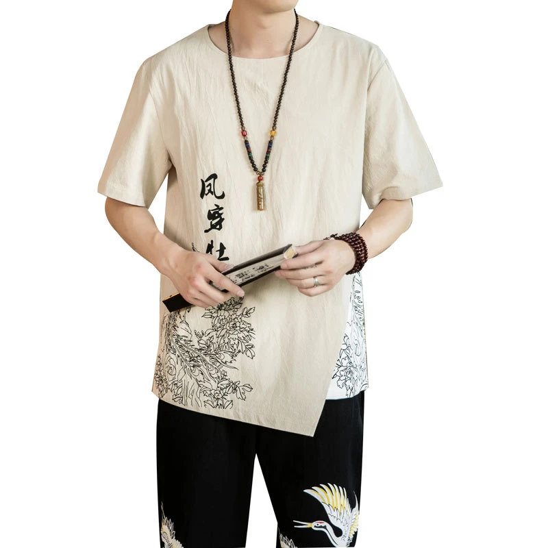 Японская футболка для мужчин повседневное кимоно в стиле Харадзюку модная