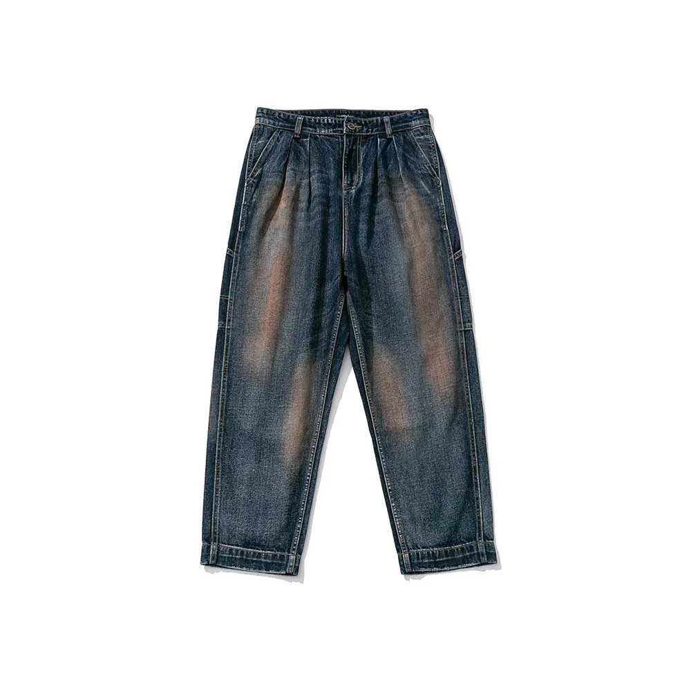 Vintage Distressed Baggy Jeans Men's Casual Hip Hop Harem Denim Streetwear Japanese Style Trousers