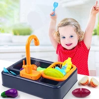 kitchen sink kit kid plastic simulation electric dishwasher kitchen toy wash basin kit for children gift parrot bird bath tool s