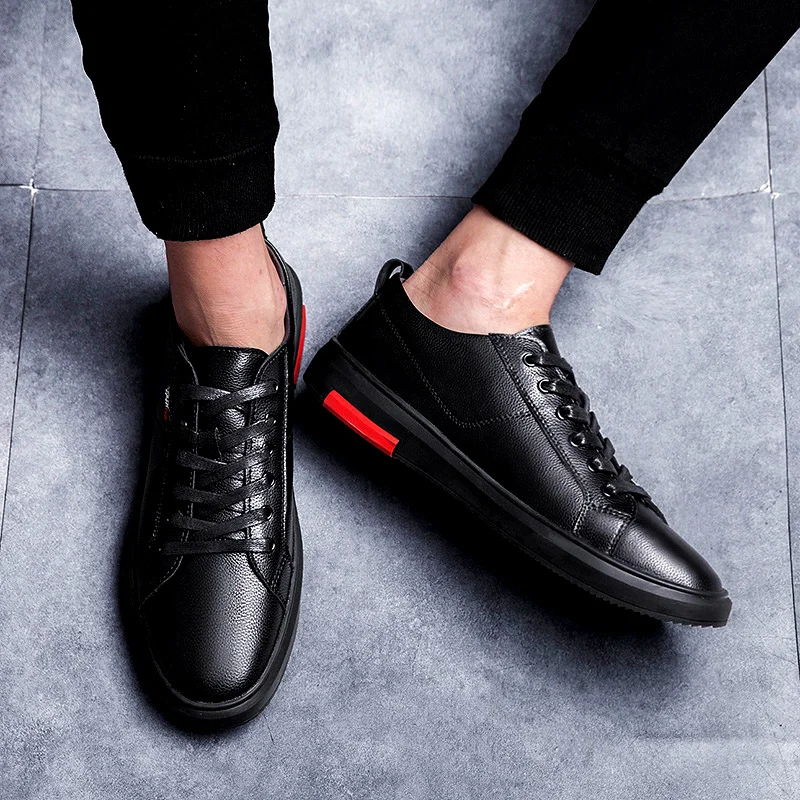 

ALCUBIEREE Brand Genuine Leather Casual Shoes Man High Quality Skateboard Shoes for Man Flat Sneakers Comfortable Footwear