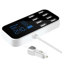 8 port usb charger car quick charger led power display multi usb charging station mobile phone desktop wall home travel charger