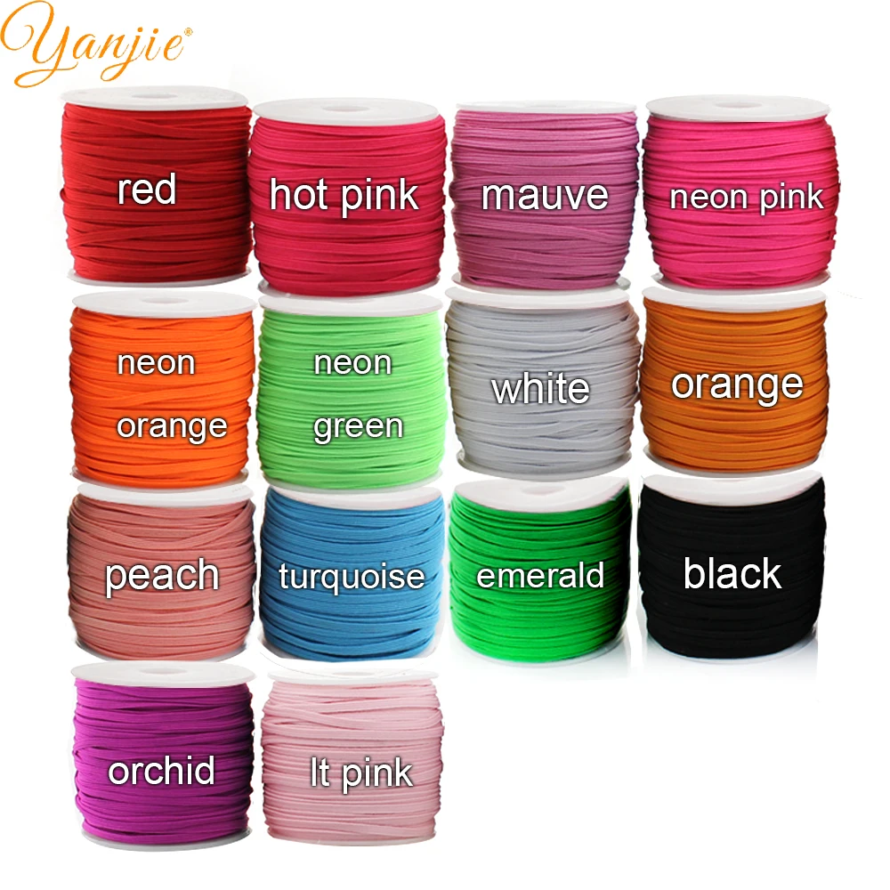 DHL shipping 30rolls 1/8 Skinny Elastic 3mm Width 50yards/roll DIY Kids Headbands Hair Accessories YOU PICK COLORS |