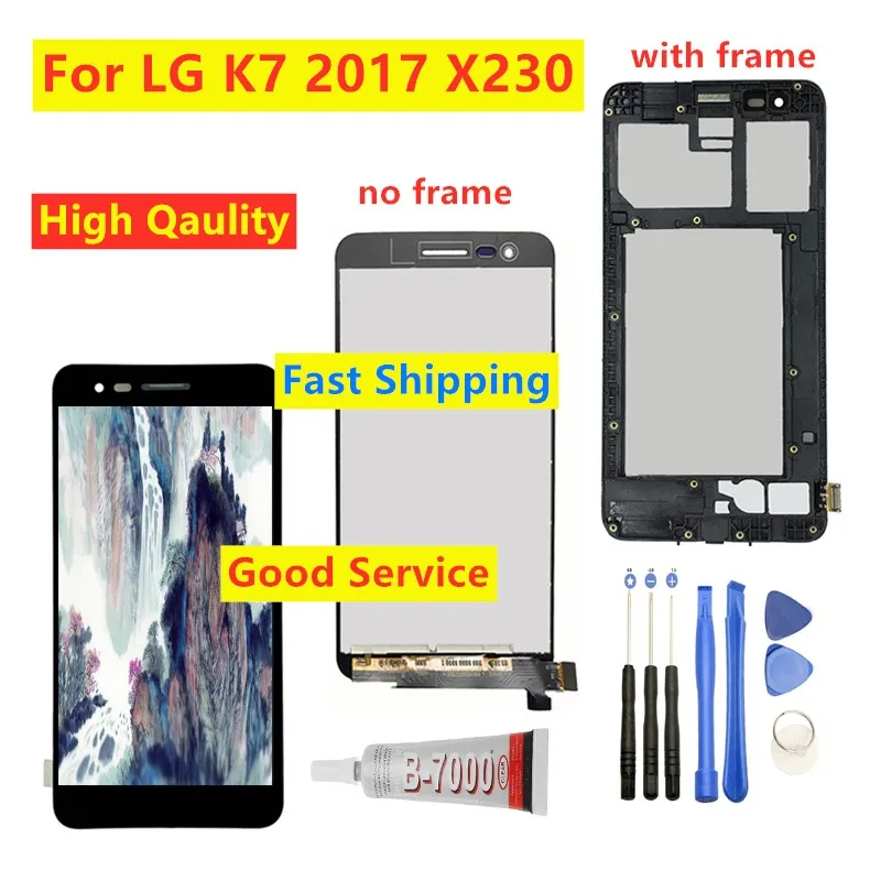 

Высококачественный новый ЖК-дисплей 5,0 дюйма для LG K7 2017 X230 X230I X230K, ЖК-дисплей с сенсорным экраном и дигитайзером с рамкой для LG K7 2017, ЖК-диспле...