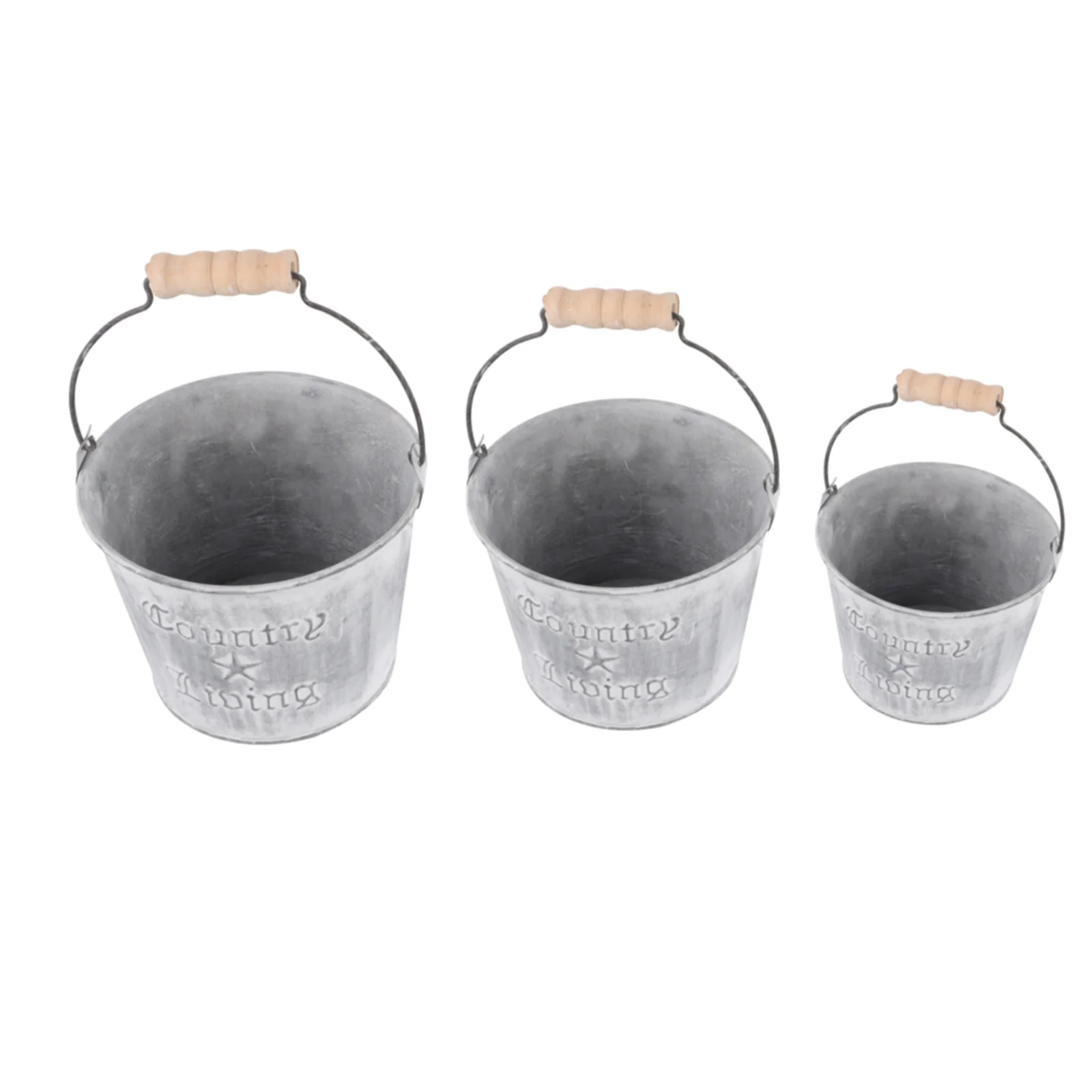 

3pcs Unique Flower Buckets Durable Garden Buckets Creative Iron Buckles