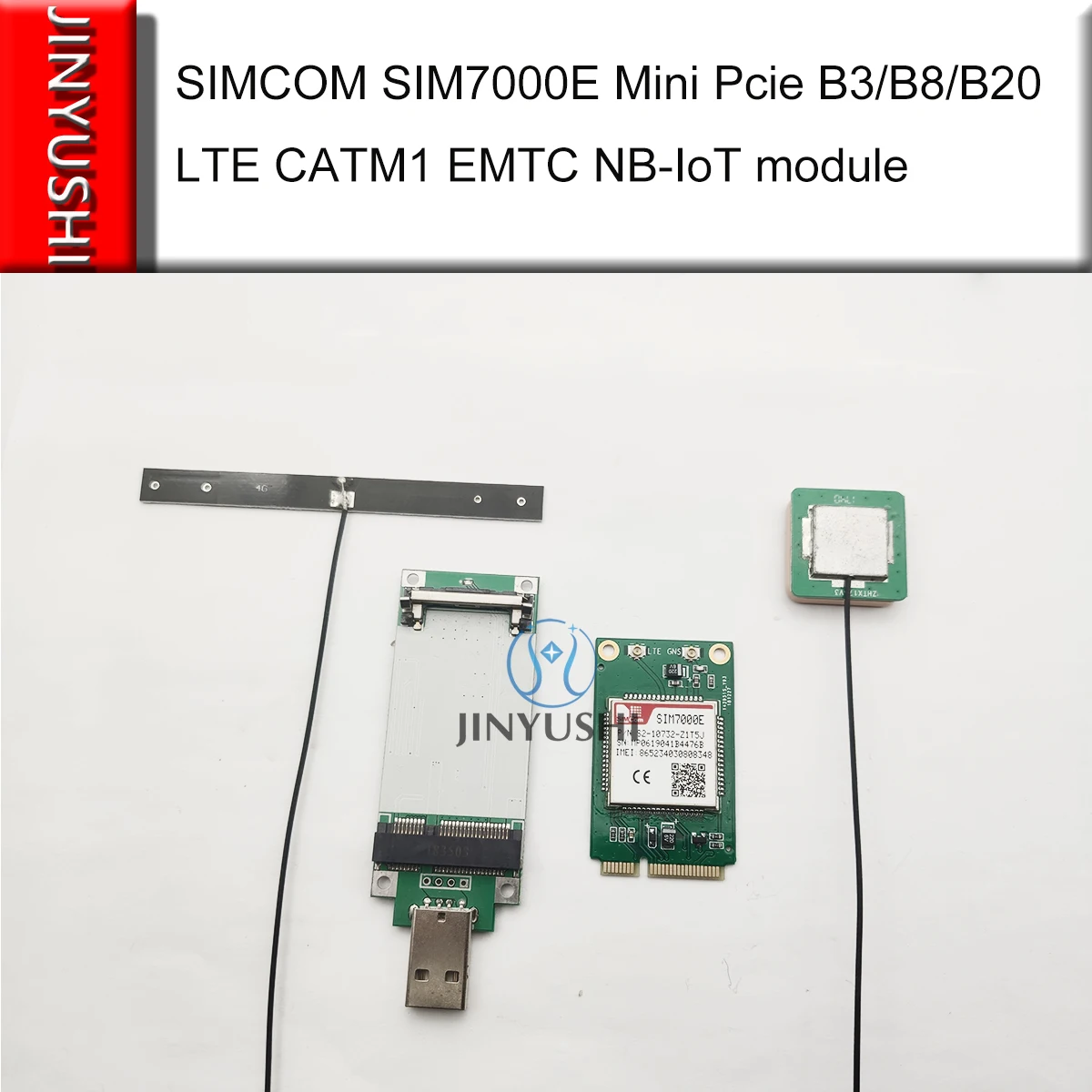 JINYUSHI для SIMCOM SIM7000E Mini Pcie + USB адаптер + GPS антенна + 4G антенна B3/B8/B20 LTE CATM1 EMTC NB-IoT модуль