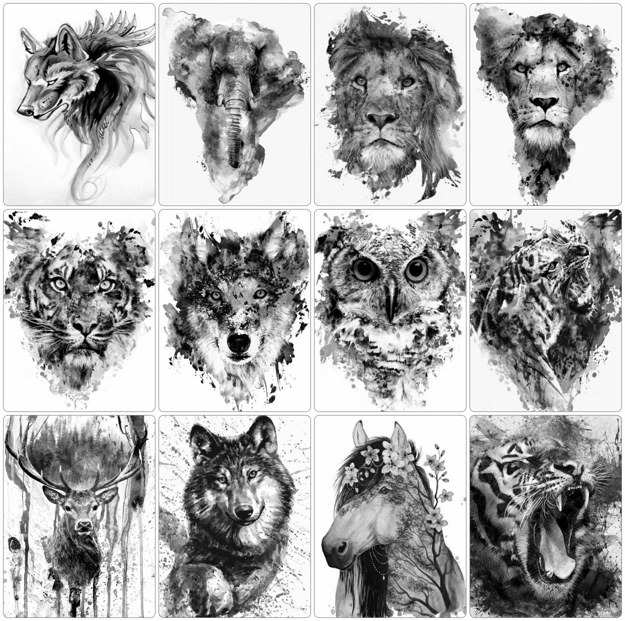 

Алмазная живопись с тигром, львом, волком