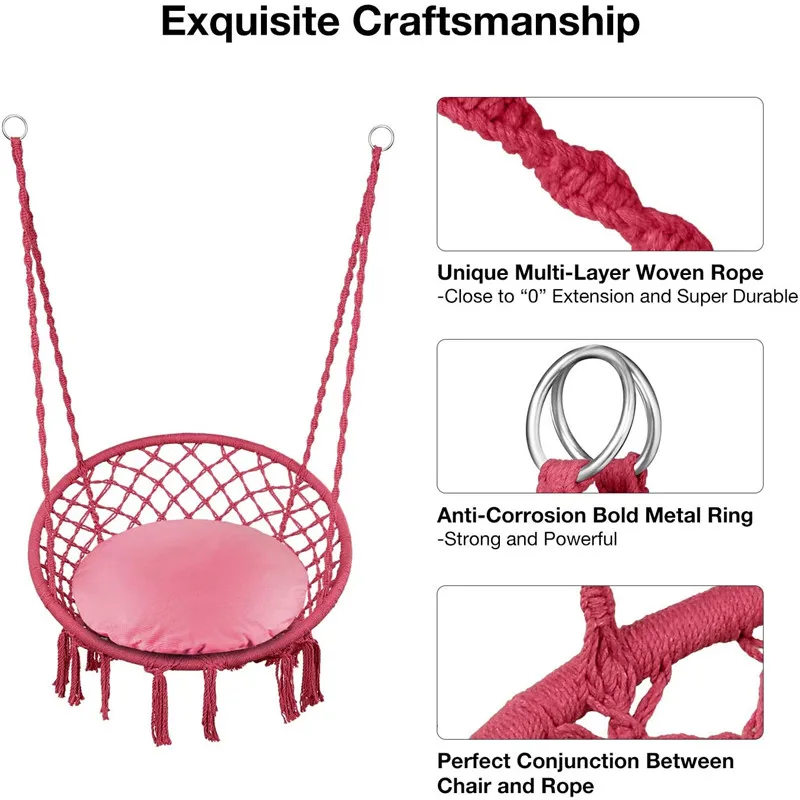 

49.2inch Hammock Chair Swing Nordic Style Hanging Swing Chair Hanging Macrame Perfect for Indoor/Outdoor Home Patio Yard Garden