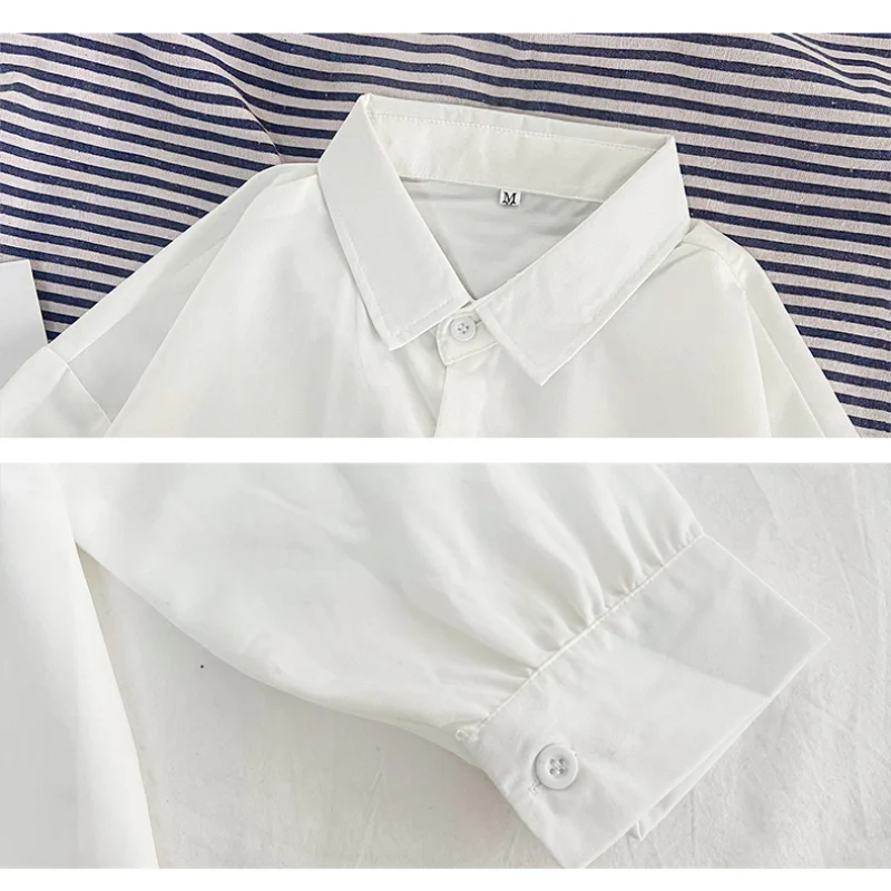

EBAIHUI Solid Color Shirt Spring Women's Shirts Long Sleve Female Fashion White Tops Casual Women Simple Blouse Basic Blouse