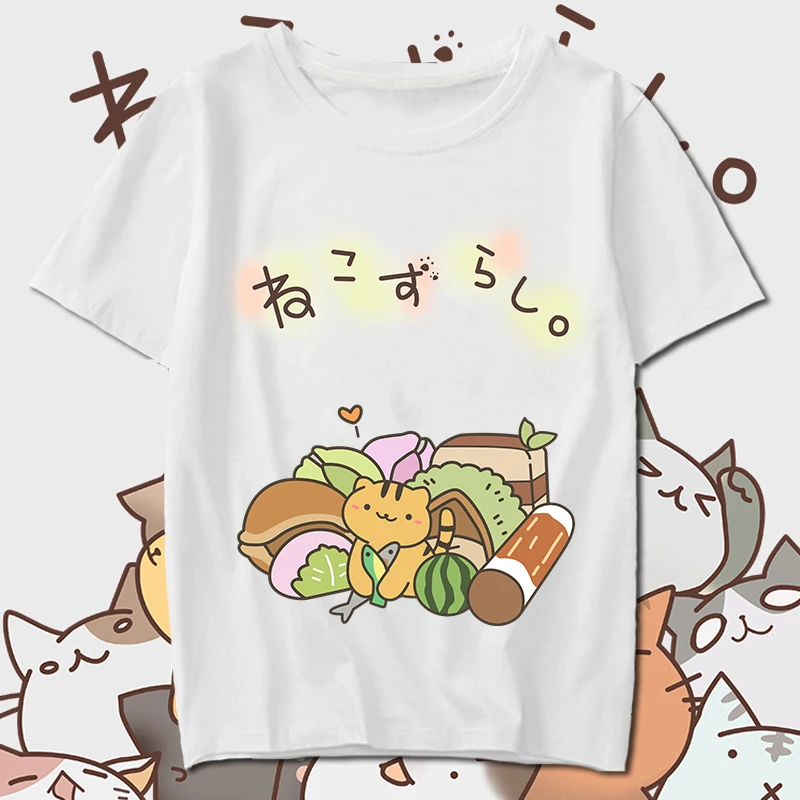 Футболка для косплея из японского аниме Неко ацумэ летняя футболка с мультяшным