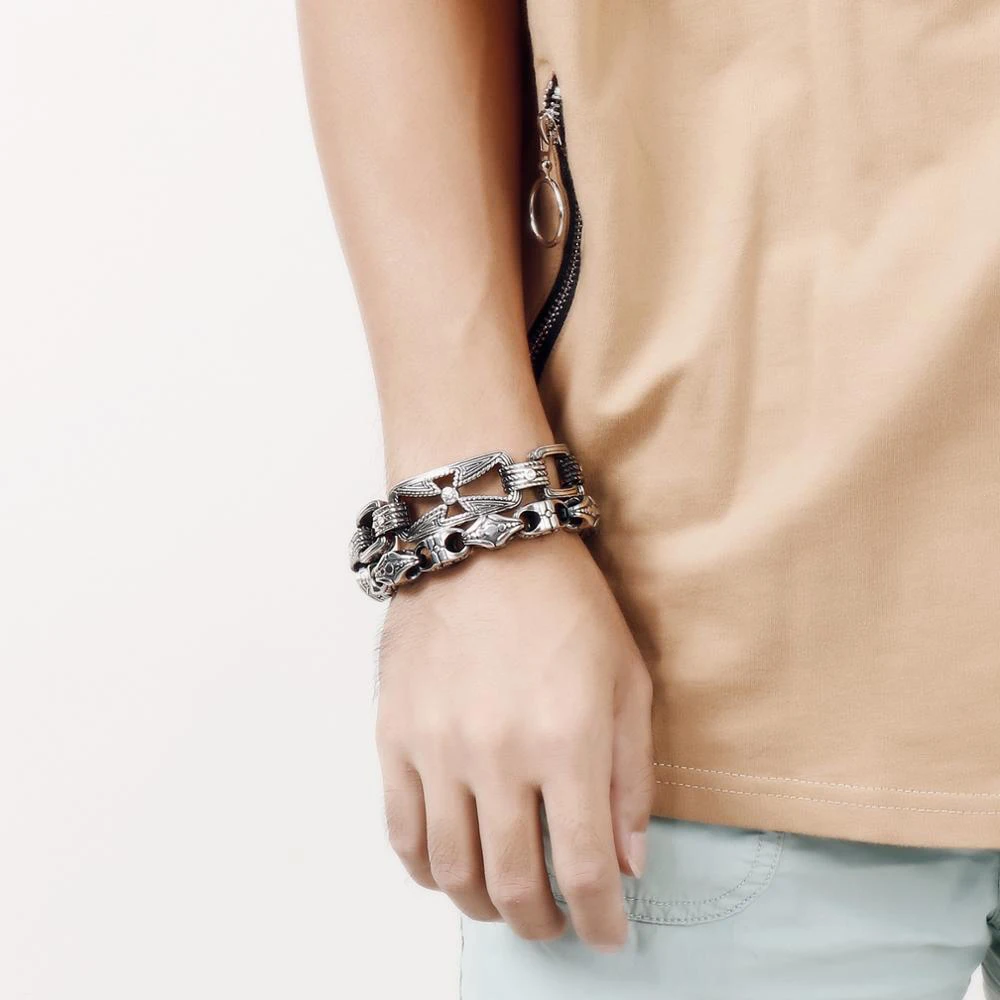 Мужской винтажный браслет из нержавеющей стали в стиле панк-рок | Украшения и