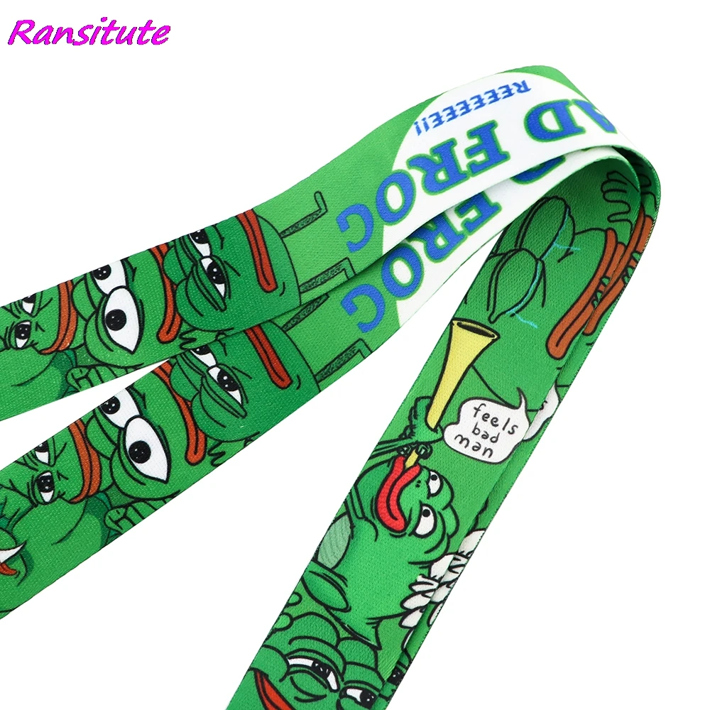 Ransitute R1965 грустно лягушка шнурок для карт ID держатель Автомобильный брелок ключей