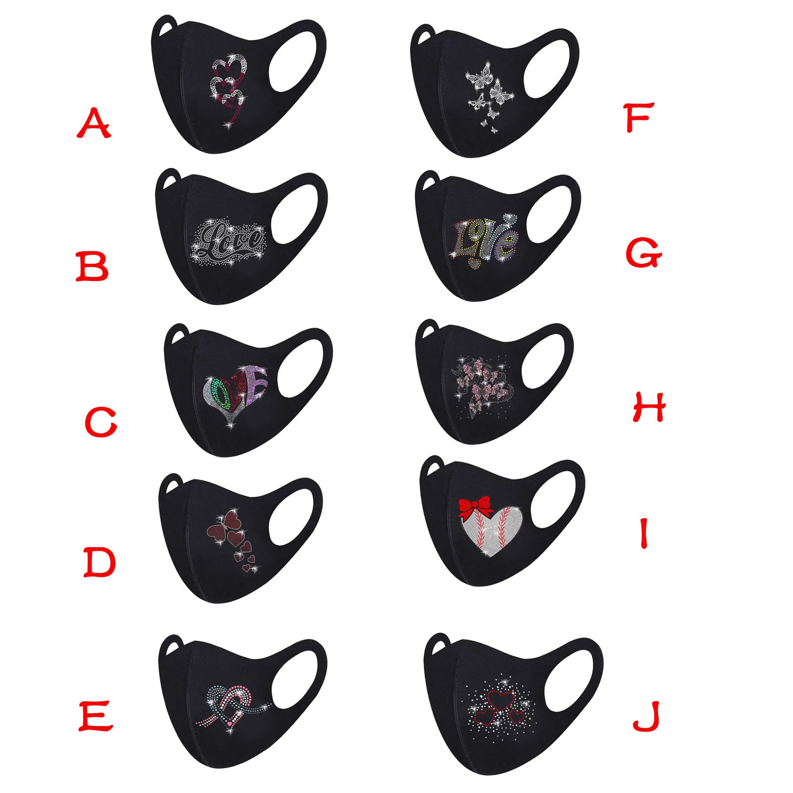 

Fashion Drill Breathable Valentine's Day Half Face Lip Mouth Cover Print Funny mascarilla Washable Reusable Face Mouth Cover
