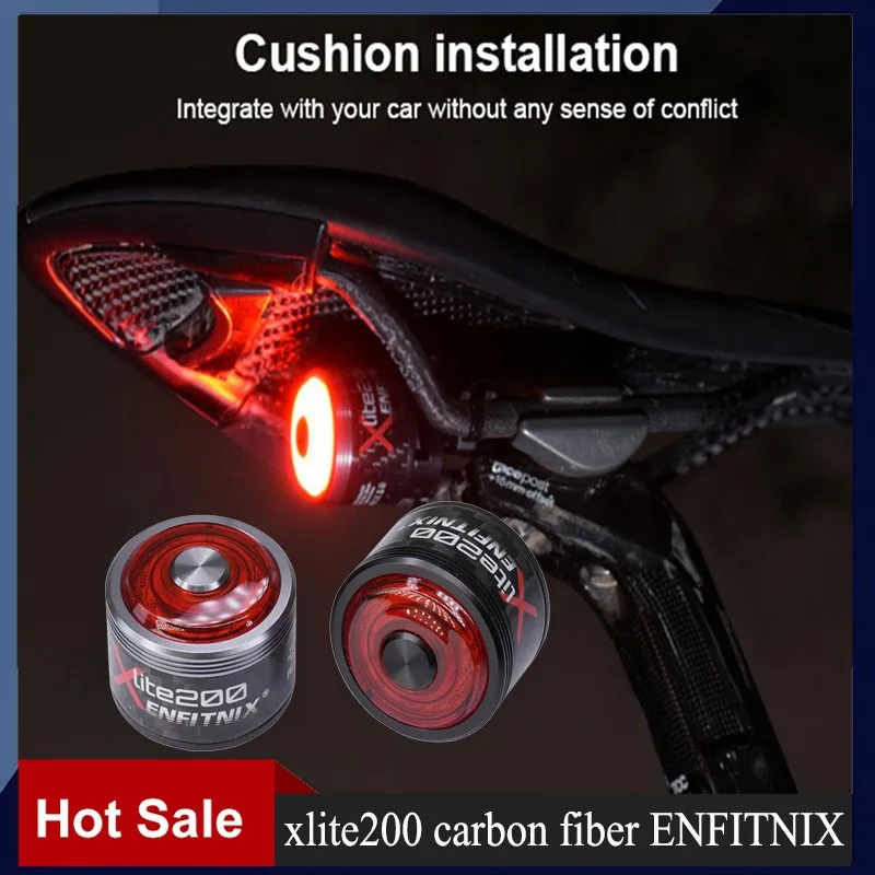 

ENFITNIX Xlite200 Carbon Fiber Bicycle Light USB Charging Smart Sensor Light Waterproof Tail Light Flashlight Bike Accessories