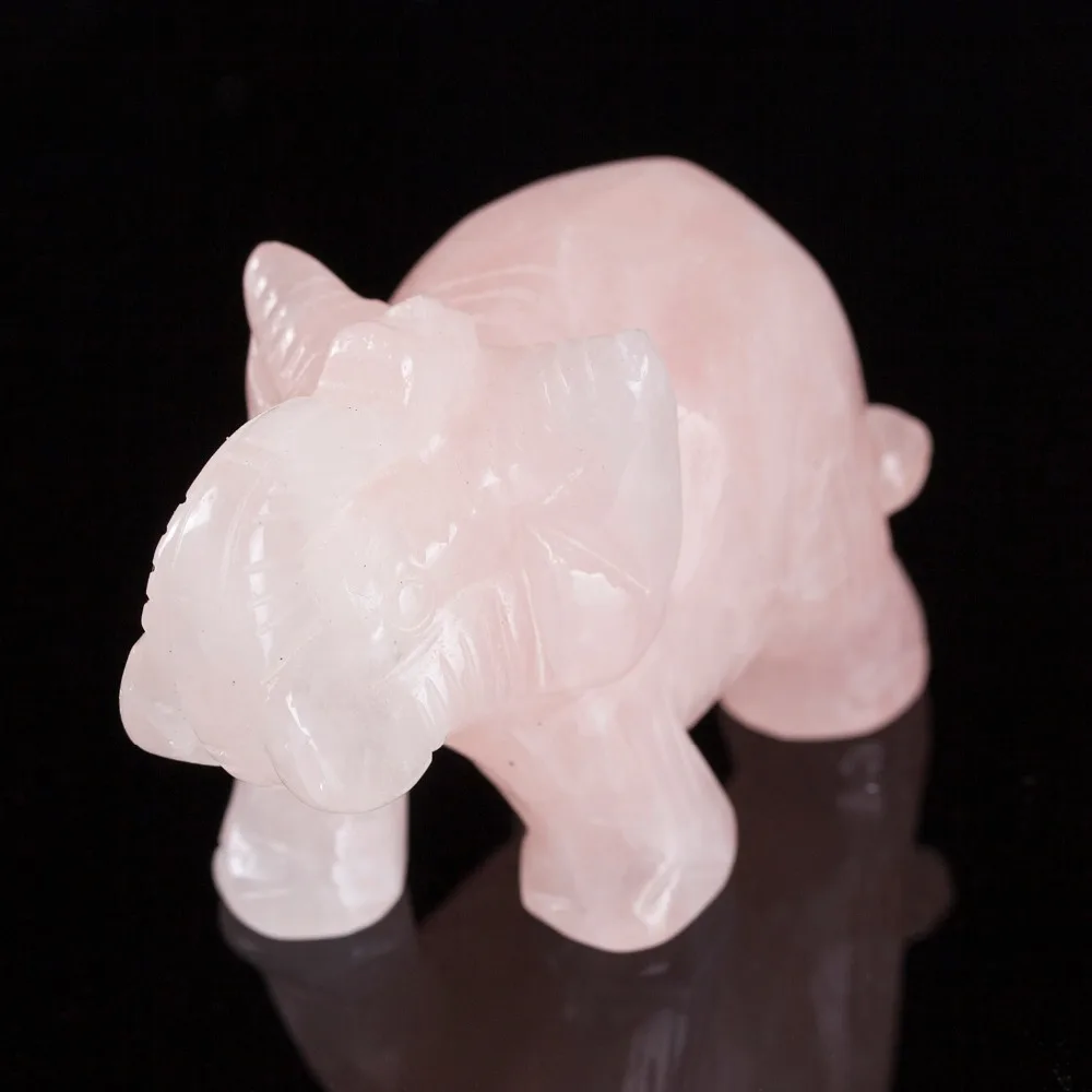 Натуральный 2.5 дюйма опал розовый quartze слон Opalite камень резные чакра Статуэтка
