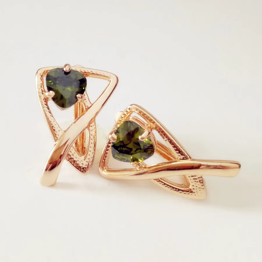 Женские серьги подвески из розового золота 585 пробы с фианитами|drop earrings|earrings