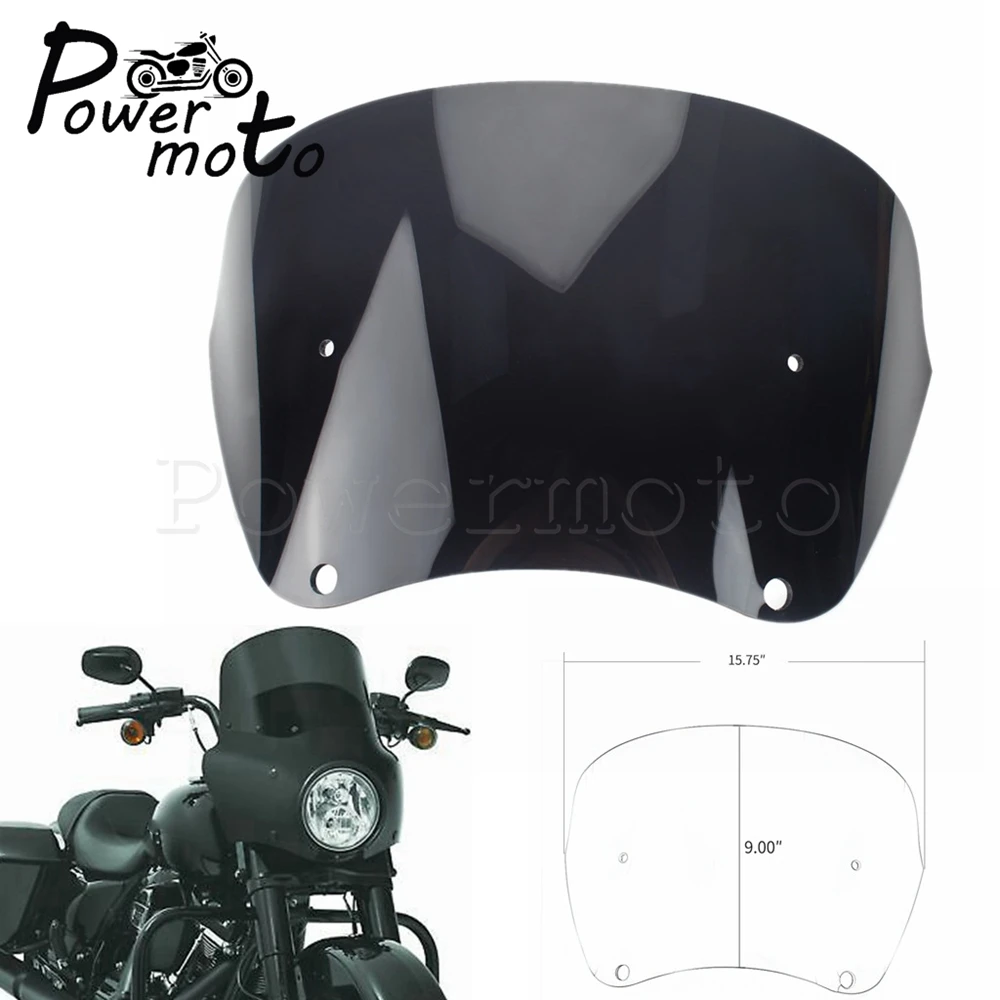 

9" Smoke Headlight Fairing Windscreen for Harley Dyna Super Glide FXDXT FXDB Street Bob FXR FXBB Low Rider FXDL Fat Bob FXDF